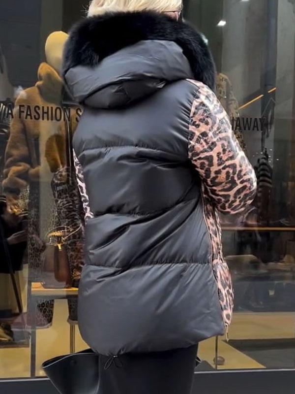 Women's Hooded Leopard Print Coat