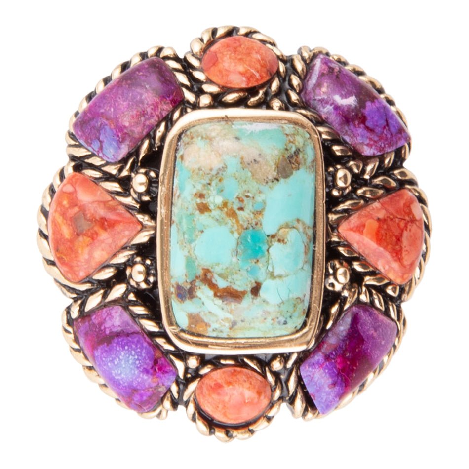 Multi-Stone Purple Floral Ring