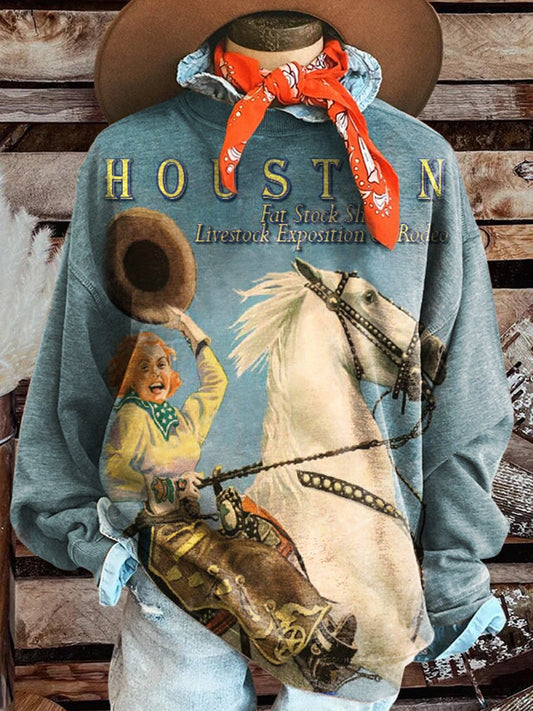 Cowgirl Print Casual Sweatshirt