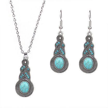 Women's Bohemian Flower Hollow Necklace Earring Set