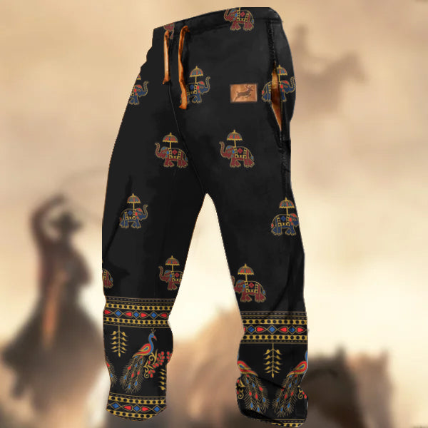 Men's Retro Country Western Ethnic Pint Casual Sweatpants