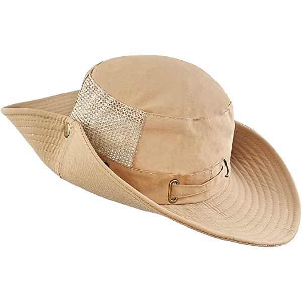 Tiendahat Boonie Hat UPF 50 UV Protection Wide Brim Safari Sun Hat Breathable Fishing Hat for Men & Women Beige