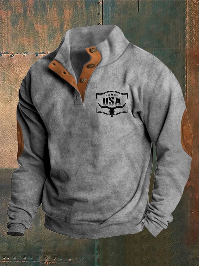 Men's Western Vintage Print Sweatshirt