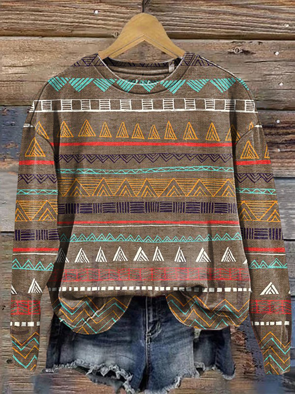 Vintage Print Casual Sweatshirt