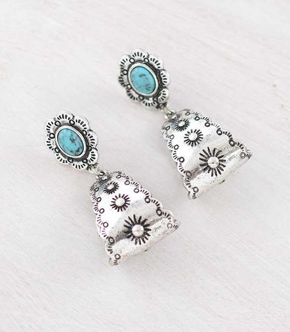 Southwestern Stirrup  Silver Tone Earrings