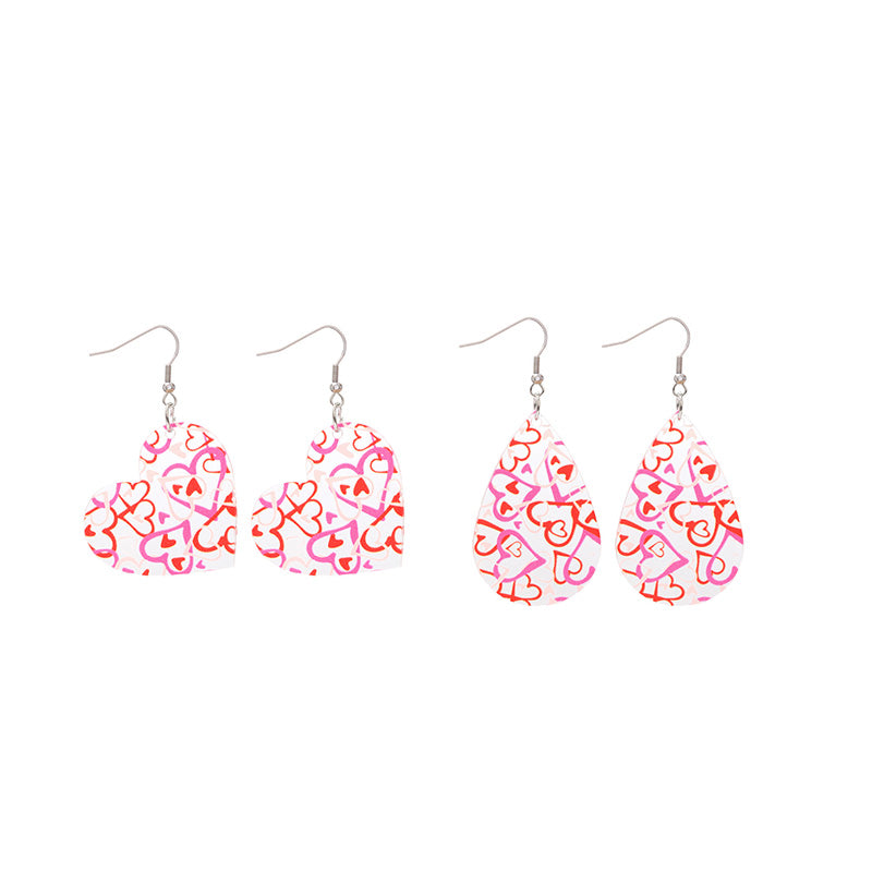 Valentine's Day Heart Teardrop Two-pieces Earrings