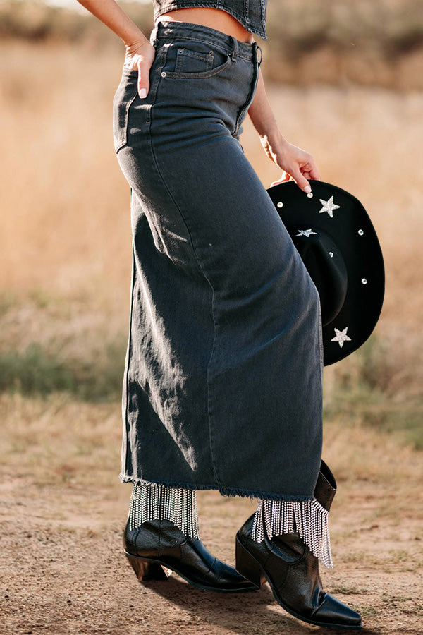 Vintage Slit Front Denim Skirt