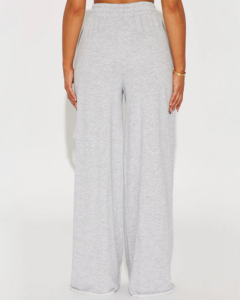 Elastic Waist High-Waisted Loose Trousers