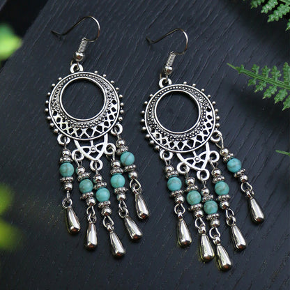 Women's Bohemian Geometric Metal Turquoise Earrings