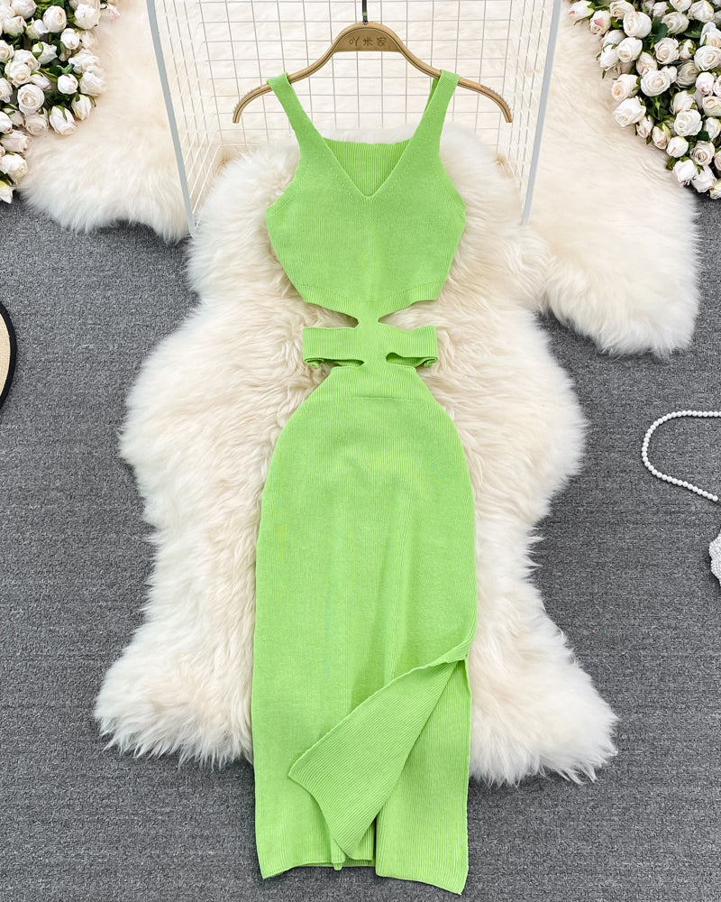 Waist Hollow Suspender Bodycon  Dress