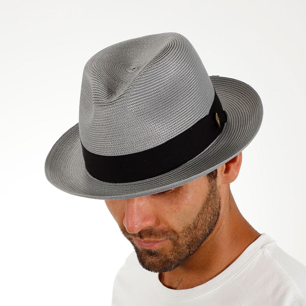 Classic Blue Straw Fedora Hat