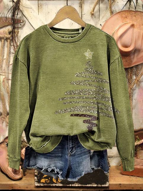 Vintage Christmas Print Casual  Sweatshirt