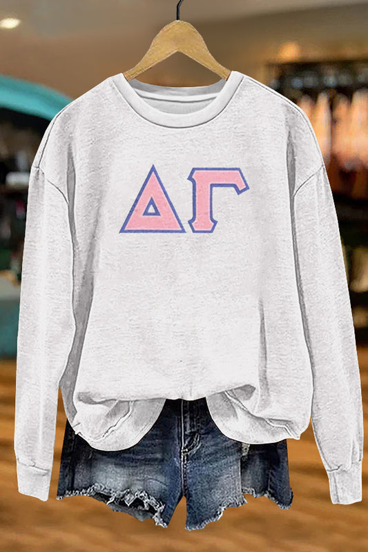 Classic Satin Stitch Greek Print Sweatshirt