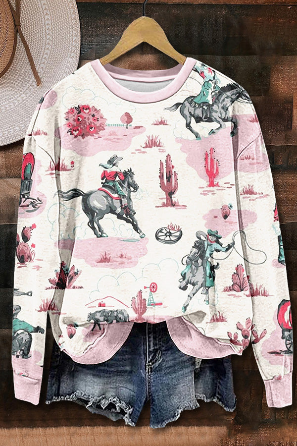 Western Cowgirl Printed Sweatshirt