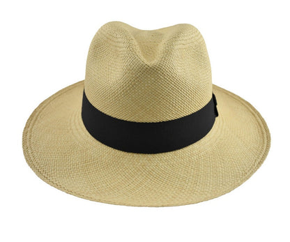 Genuine Panama Hat - Customizable Band Color - Classic Summer Fedora - Natural Toquilla Straw - Handwoven in Ecuador - EA - HatBox Included