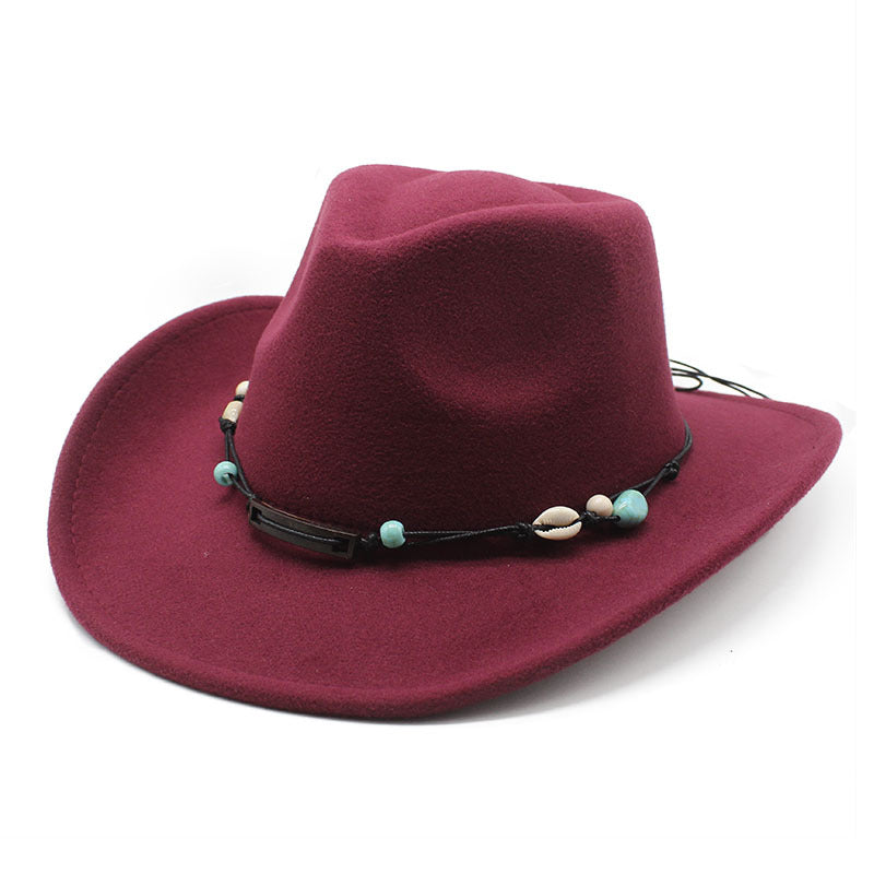 Unisex Fall Vintage Western Cowboy Woolen Sun Protection Wide Brim Hat