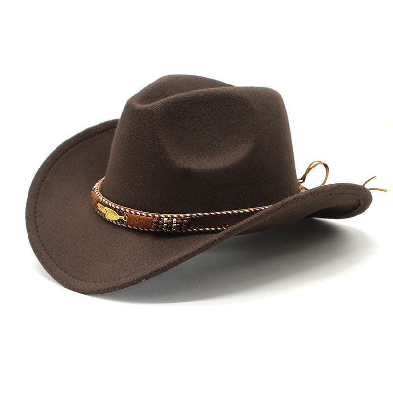 Men's Vintage Western Cowboy Hat Knight Woolen British Felt Hat