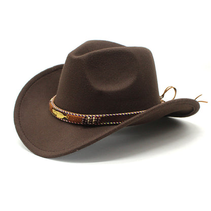 Men's Vintage Western Cowboy Hat Knight Woolen British Felt Hat