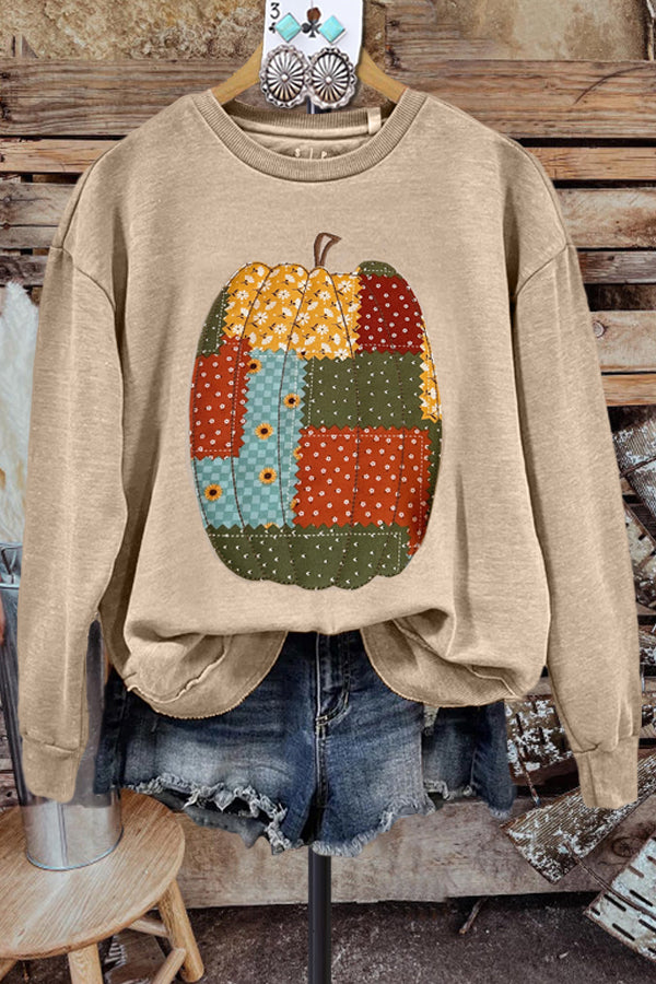 Pumpkin Color Blocked Sweatshirt