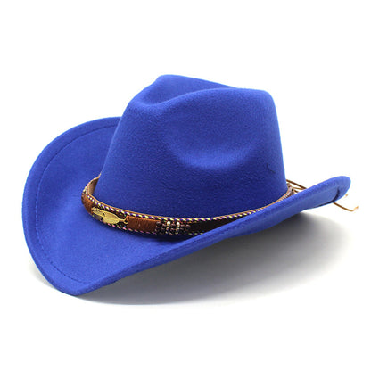 Men's Vintage Western Cowboy Hat Knight Woolen British Felt Hat