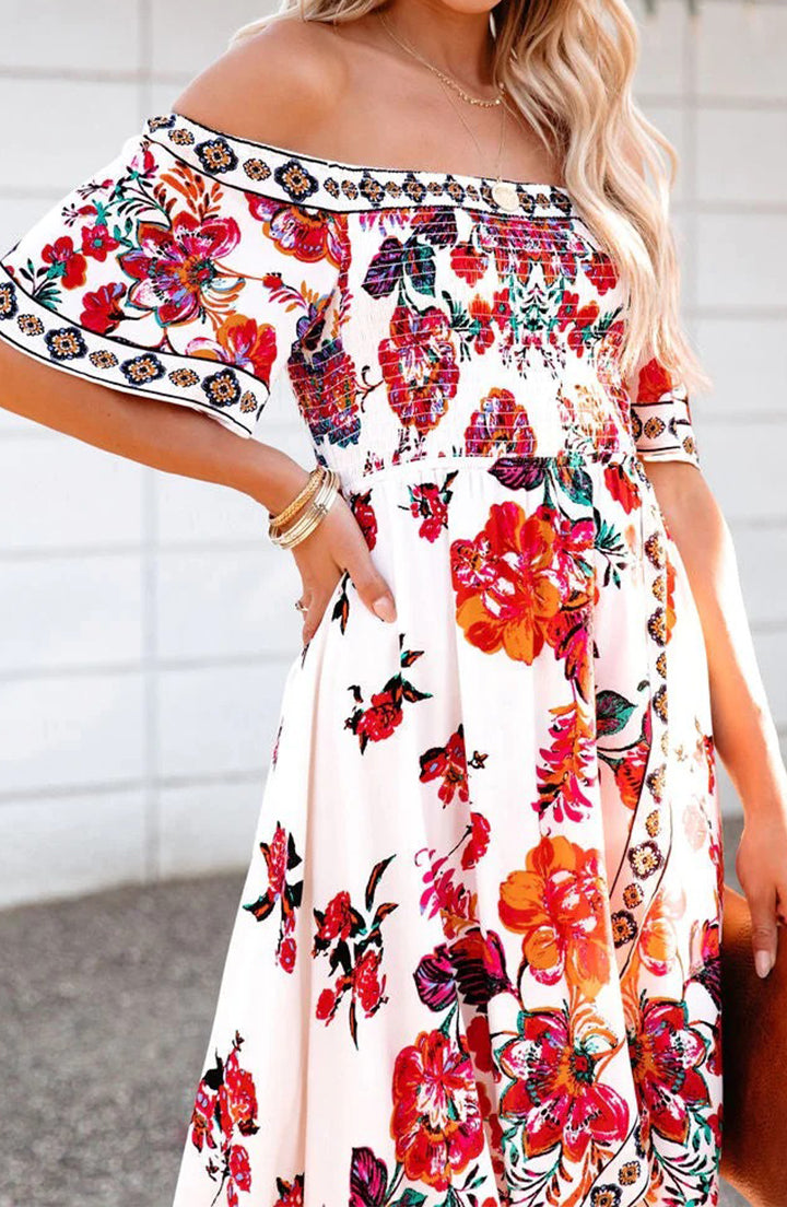 White Floral High Low Dress