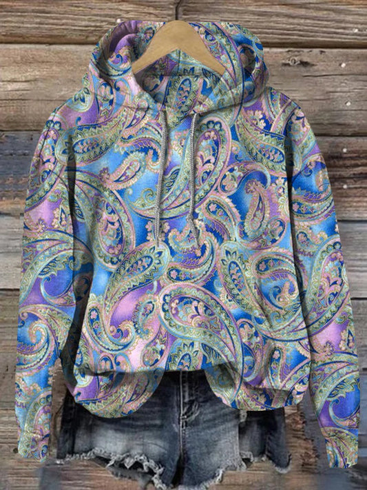 Women's Paisley Floral Art Print Casual Hoodie Sweatshirt