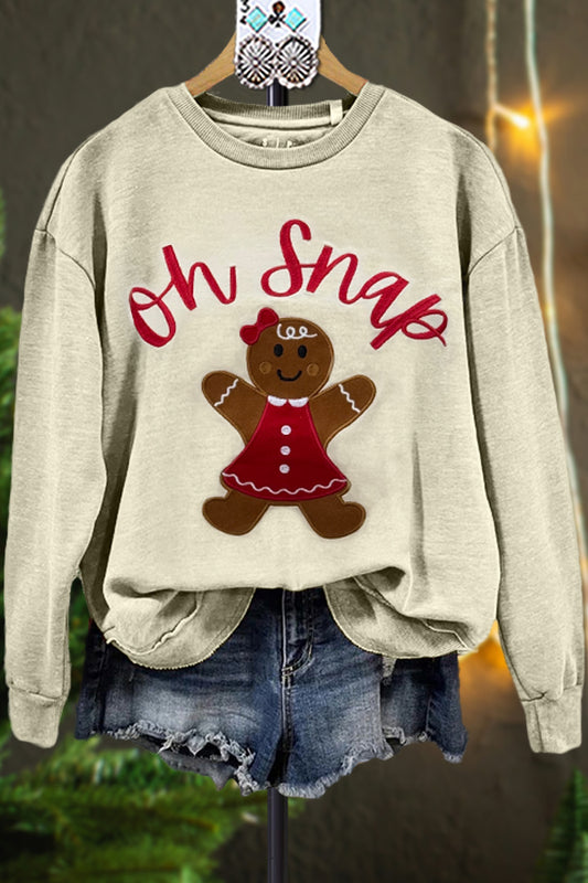 Classic Contrast Color Christmas Gingerbread Man Sweatshirt