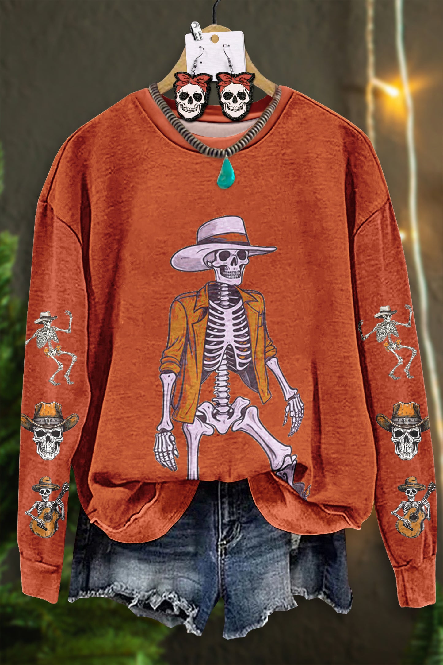 Halloween Western Skeleton Sweatshirt