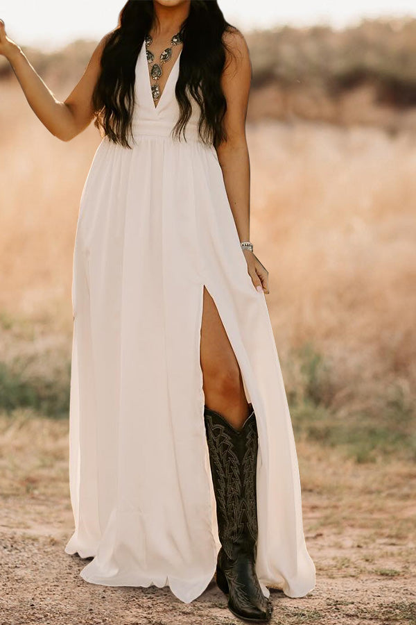 Beautiful V-Neck Slit Dress