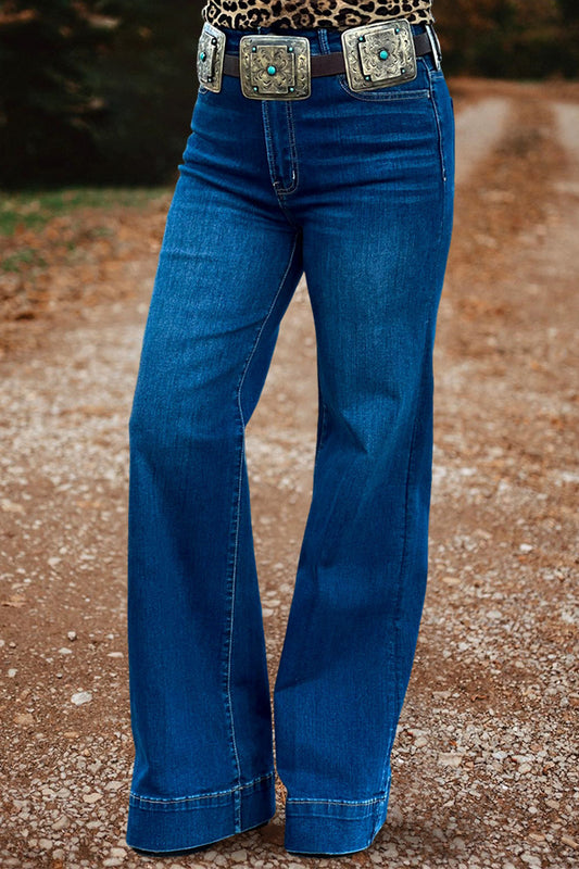 Vintage Washed Wide Leg Jeans