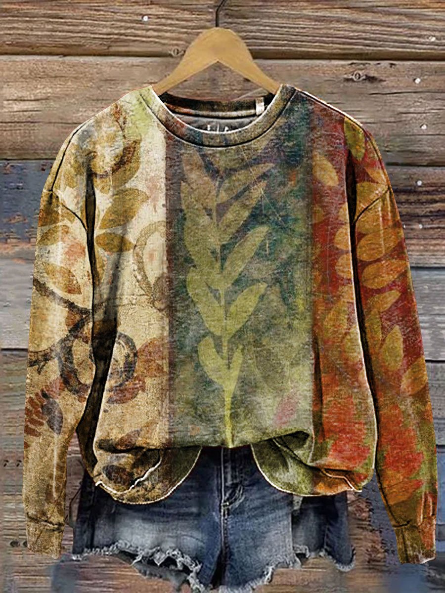 Vintage Botanical Art Print Casual Sweatshirt