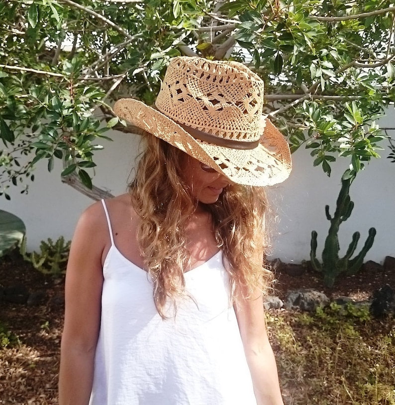 Boho cowboy hats for women, bohemian cowgirl straw hat, stetson western hats, kekugi