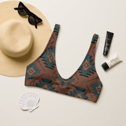 Yeehaw Teal Aztec Bikini Top