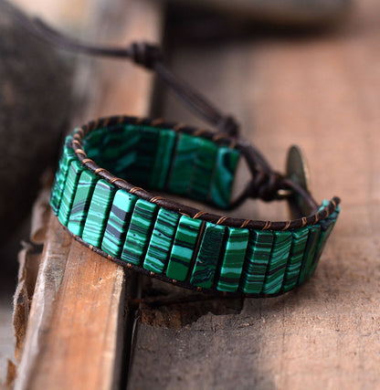 Unisex Vintage Malachite Natural Stone Ethnic Bracelet