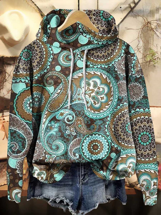 Retro Paisley Floral Print Casual Sweatshirt