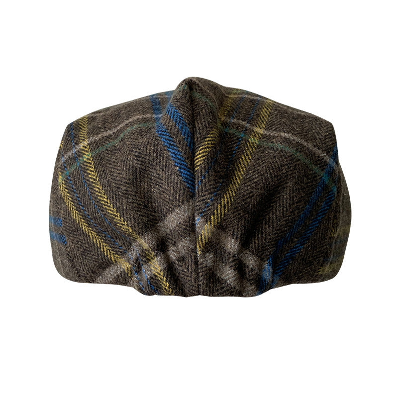 THE PEAKED Marl Flat Hat RUSTY-Harris Tweed