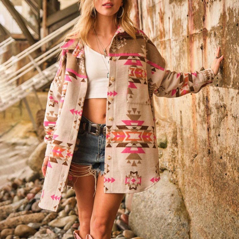 Women's Alkez Pink Printed Jacket