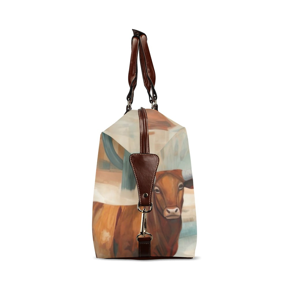 Watercolor Cattle Desert Large Travel Flight Bag