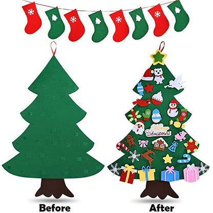 Christmas-3 4ft felt Christmas tree set with 33pcs ornaments for kids xmas door wall hanging decorations erfect kids gifts party supplies