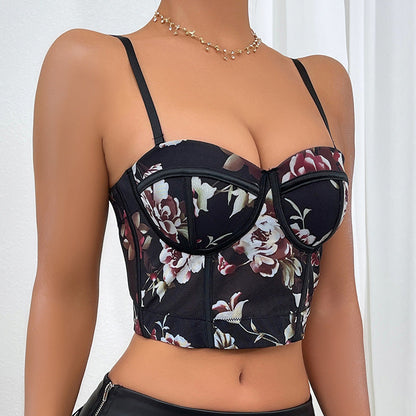 Amara Floral Mesh Bustier Top