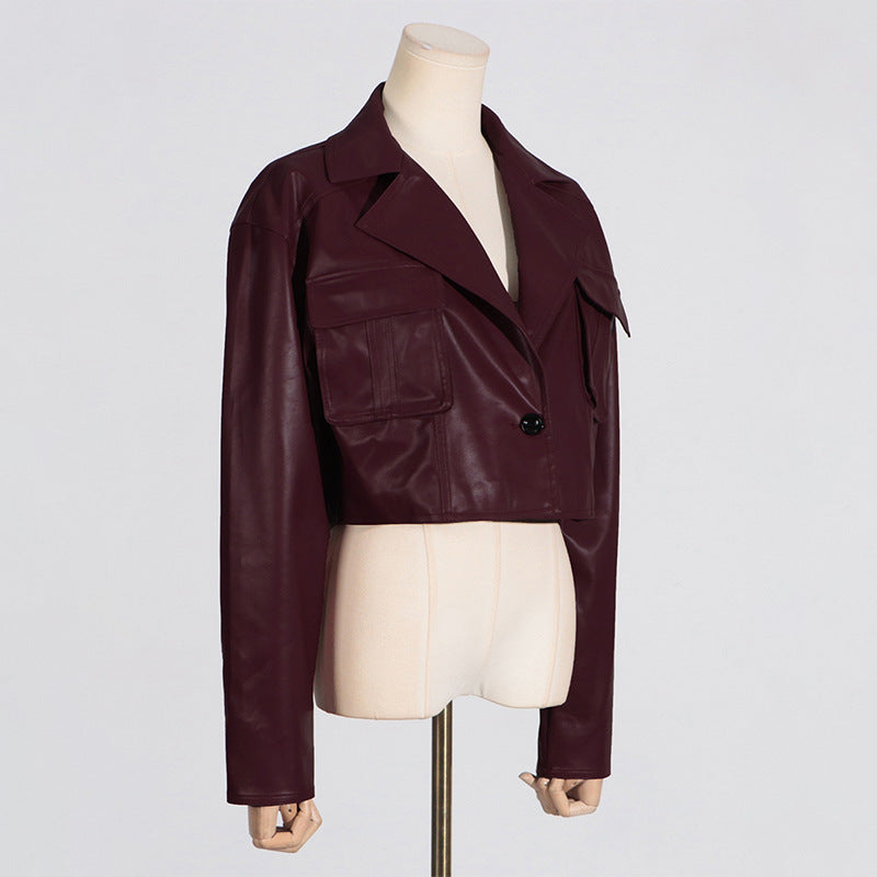 Serena Cropped Faux Leather Jacket