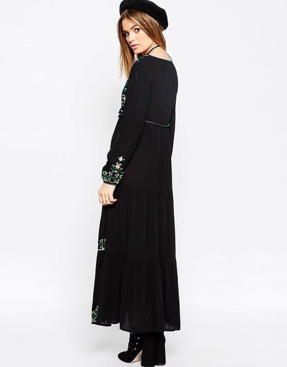 Luna Boho Embroidered Maxi Dress