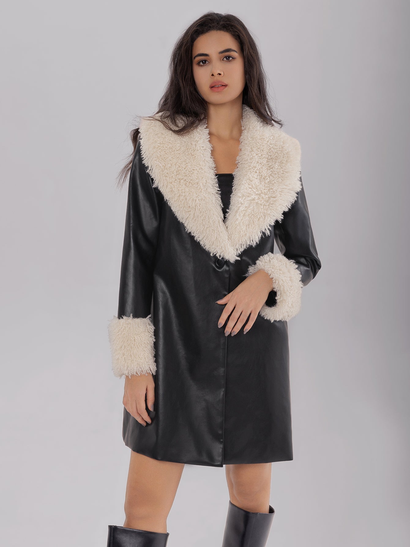 Luna Luxe Shearling-Trim Coat