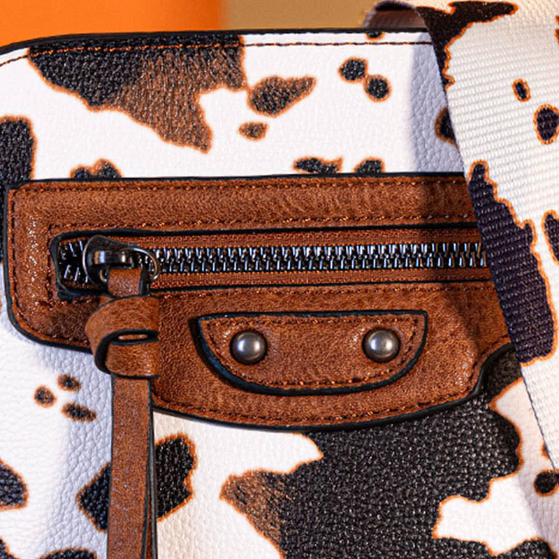 Wrangler Zippered Cow Print Crossbody Bag