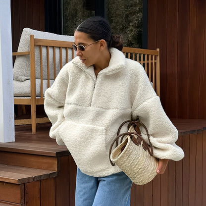 Luna Sherpa Quarter-Zip Teddy Pullover