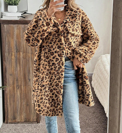 Savannah Plush Leopard Teddy Coat