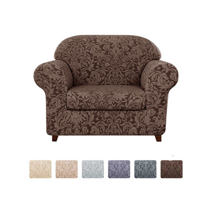 Exquisite Jacquard Floral Pattern High Spandex Sofa Slipcover Includes Separate Seat Covers