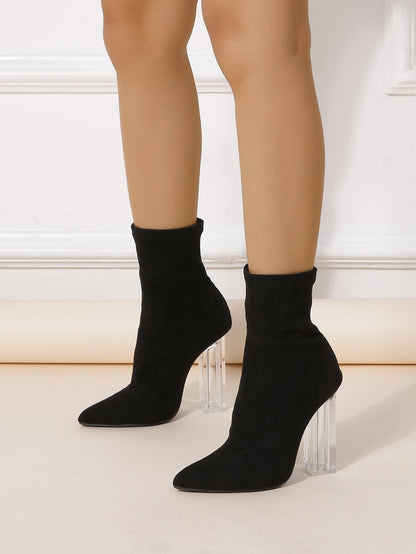 Amelia Crystal-Heel Suede Ankle Boots