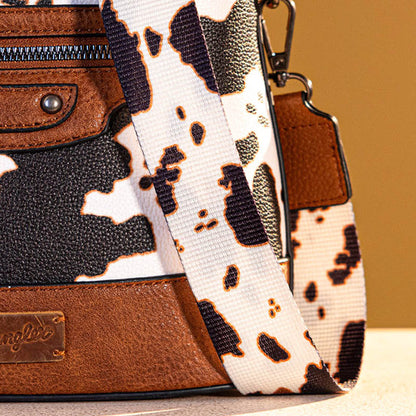 Wrangler Zippered Cow Print Crossbody Bag