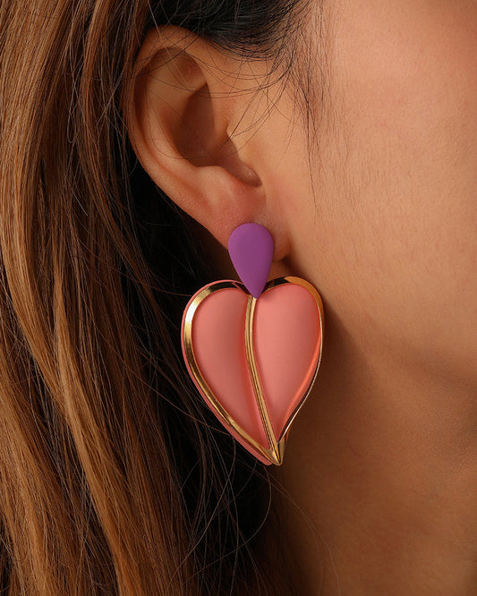 Colorful Love Water Drop Pair Layer Earrings